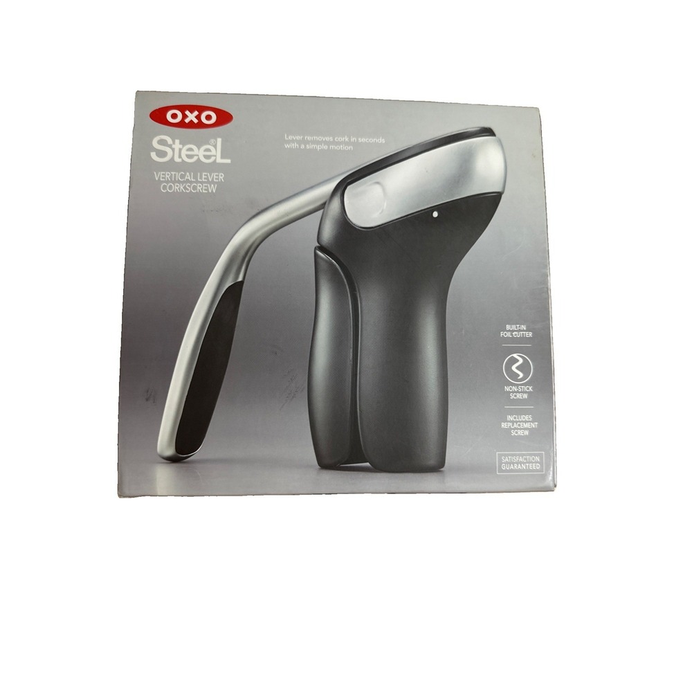 OXO 11147600 SteeL Vertical Lever Corkscrew with Removable Foil Cutter